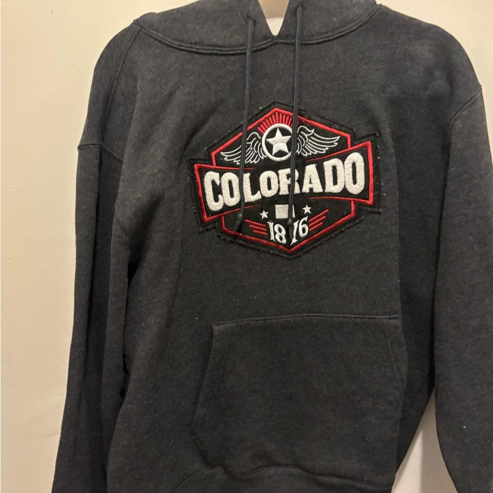 State of Mind Charcoal Hoodie with Colorado Emblem